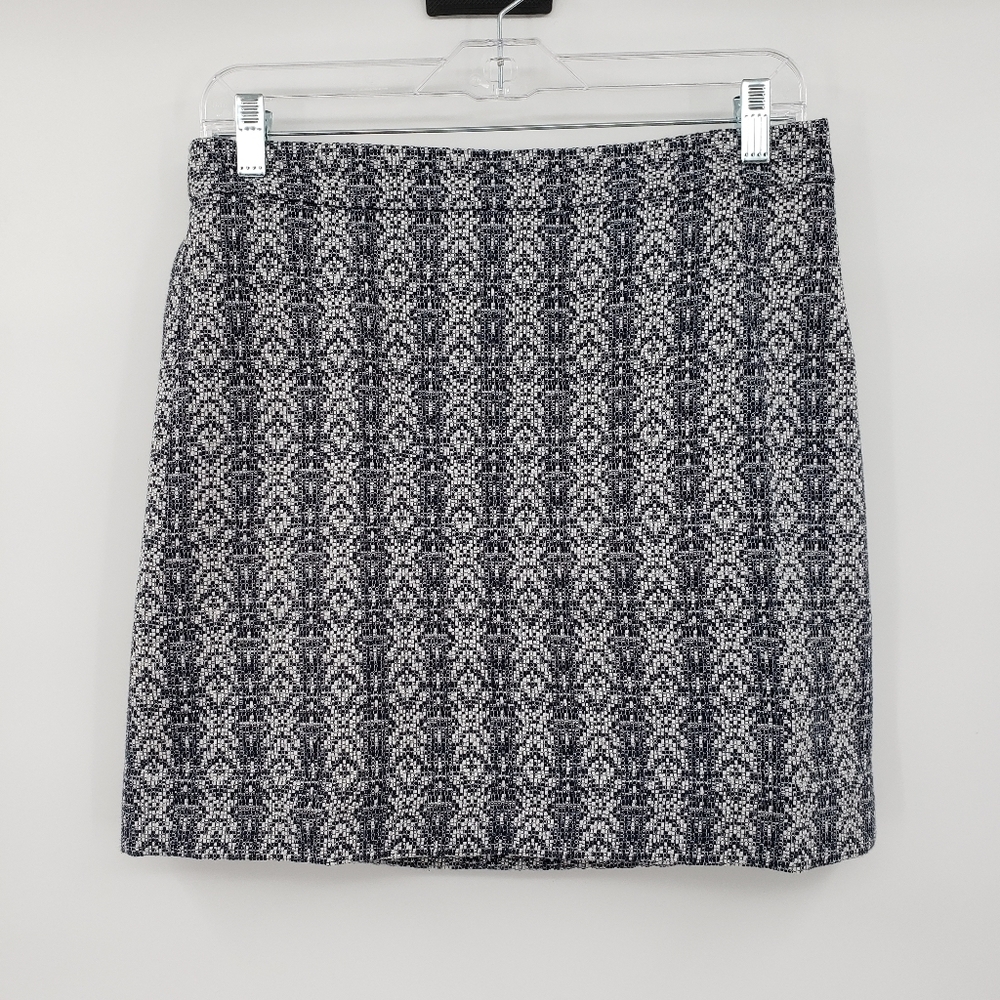 𝅺j. Crew Factory Navy White Textured Abstract Mini Skirt